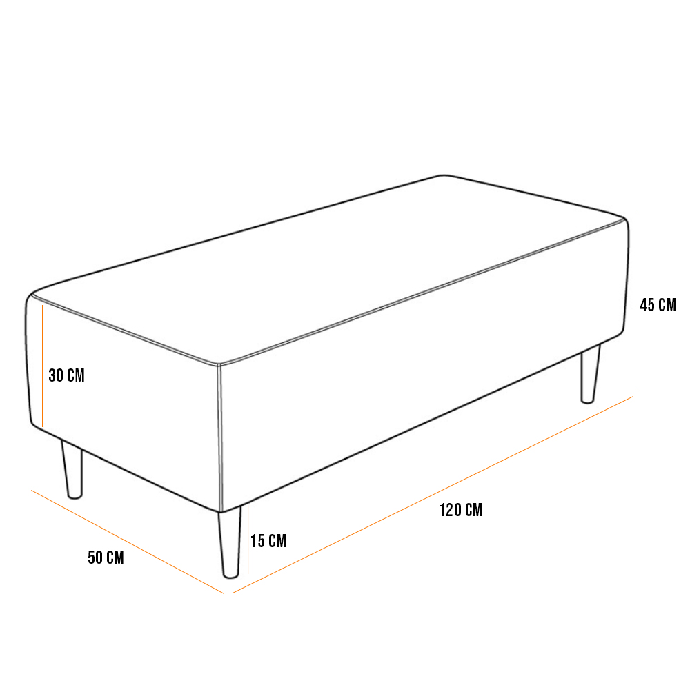 Puff Decorativo Sala de Estar Bali W01 Pés Palito 120x50 cm Linho Bege - Lyam Decor