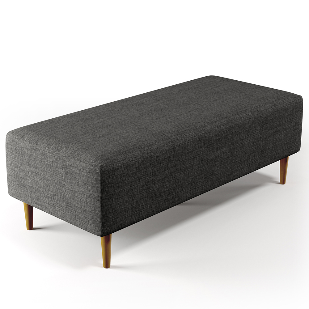 Puff Decorativo Sala de Estar Bali W01 Pés Palito 120x50 cm Linho Cinza Escuro - Lyam Decor