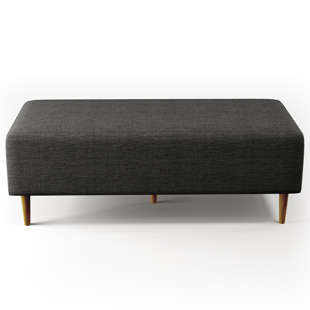 Puff Decorativo Sala de Estar Bali W01 Pés Palito 120x50 cm Linho Cinza Escuro - Lyam Decor