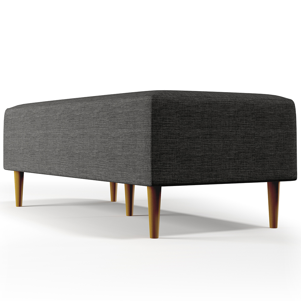 Puff Decorativo Sala de Estar Bali W01 Pés Palito 120x50 cm Linho Cinza Escuro - Lyam Decor