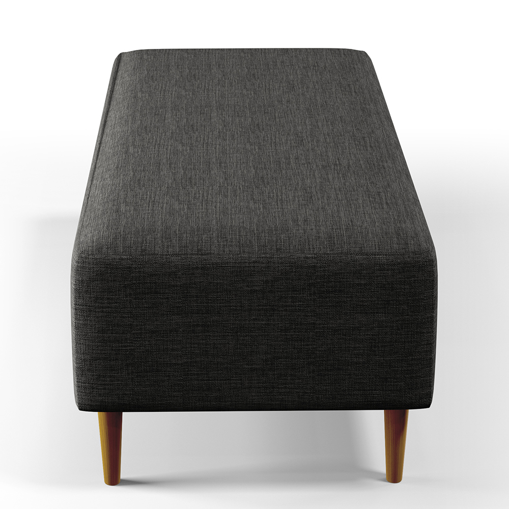 Puff Decorativo Sala de Estar Bali W01 Pés Palito 120x50 cm Linho Cinza Escuro - Lyam Decor