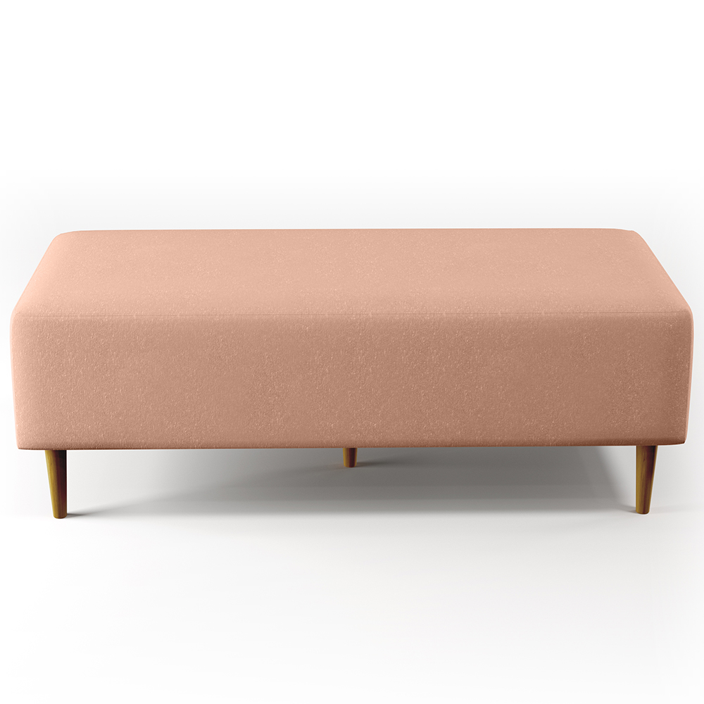 Puff Decorativo Sala de Estar Bali W01 Pés Palito 120x50 cm Linho Rosê - Lyam Decor
