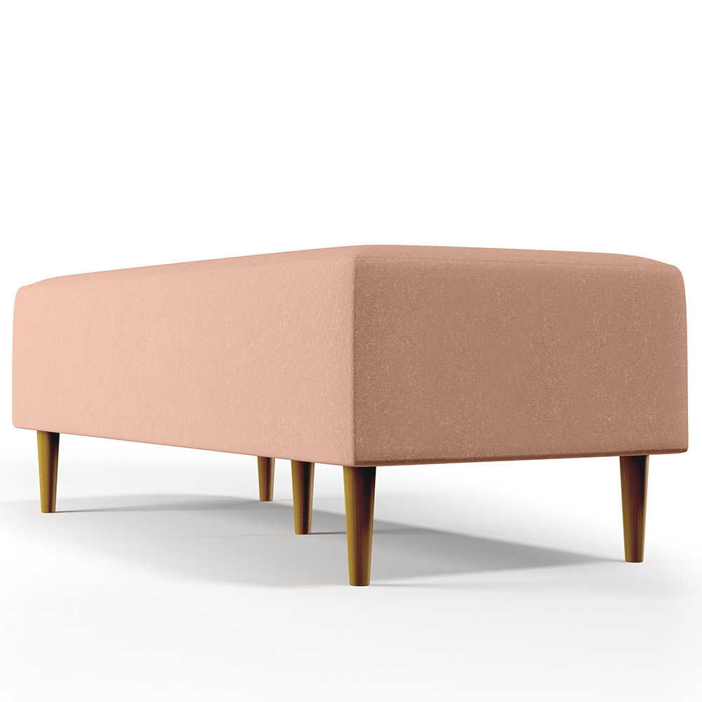 Puff Decorativo Sala de Estar Bali W01 Pés Palito 120x50 cm Linho Rosê - Lyam Decor