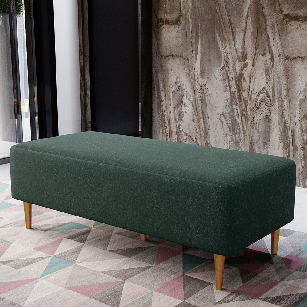 Puff Decorativo Sala de Estar Bali W01 Pés Palito 120x50 cm Linho Verde Musgo - Lyam Decor