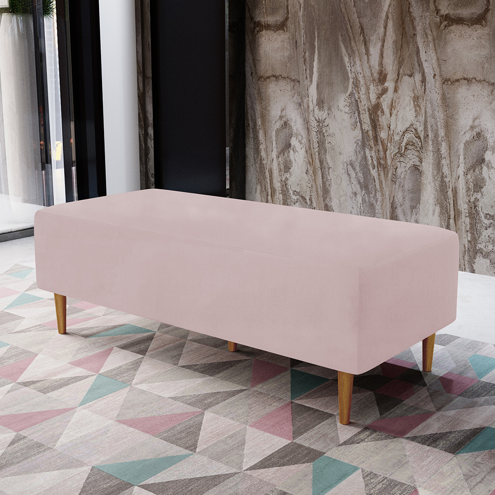 Puff Decorativo Sala de Estar Bali W01 Pés Palito 120x50 cm Suede Rosê - Lyam Decor