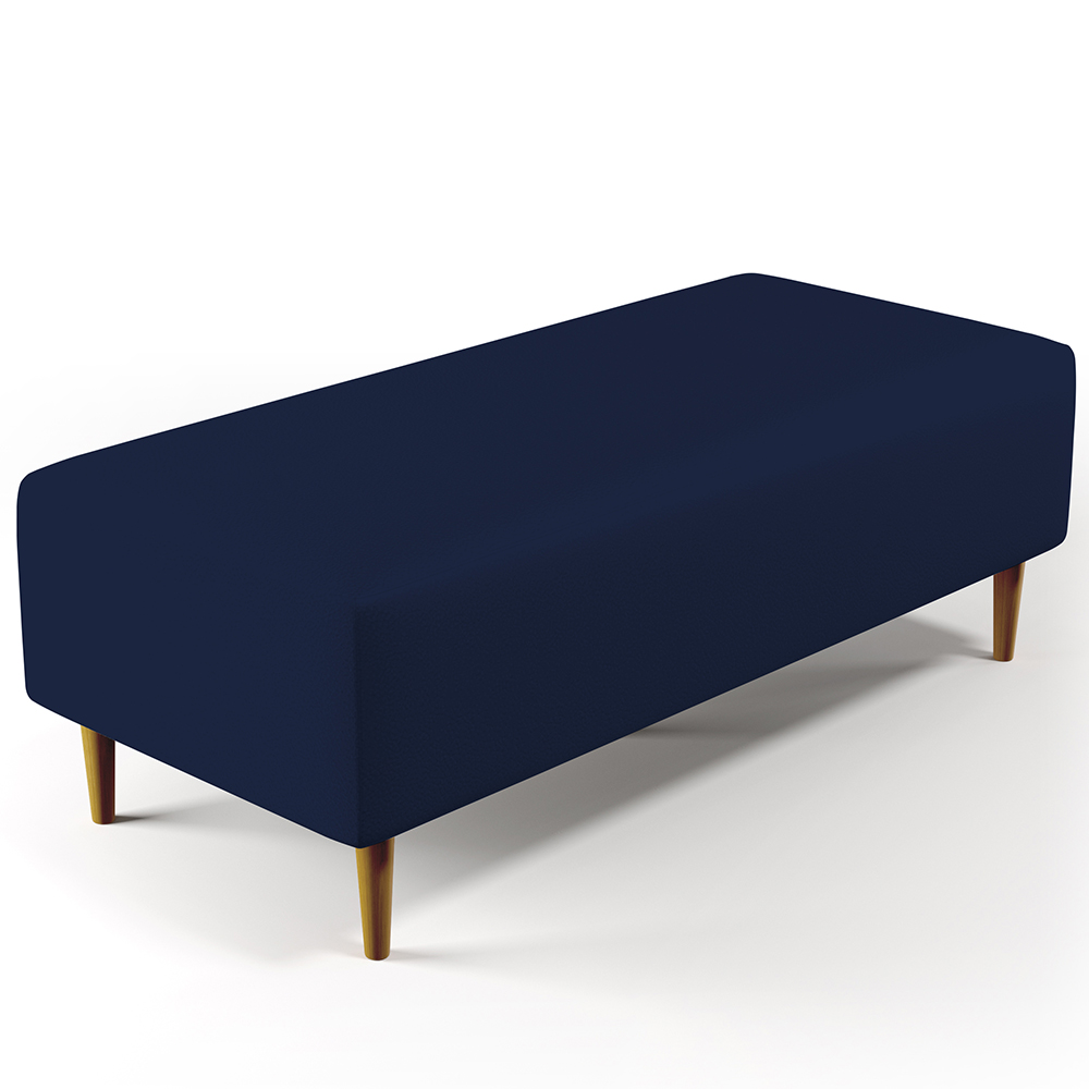 Puff Decorativo Sala de Estar Bali W01 Pés Palito 120x50cm Couro Sintético Azul Marinho - Lyam Decor