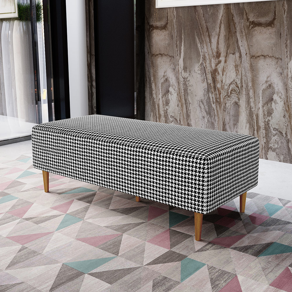 Puff Decorativo Sala de Estar Bali W01 Pés Palito 120x50cm Pied Poule - Lyam Decor