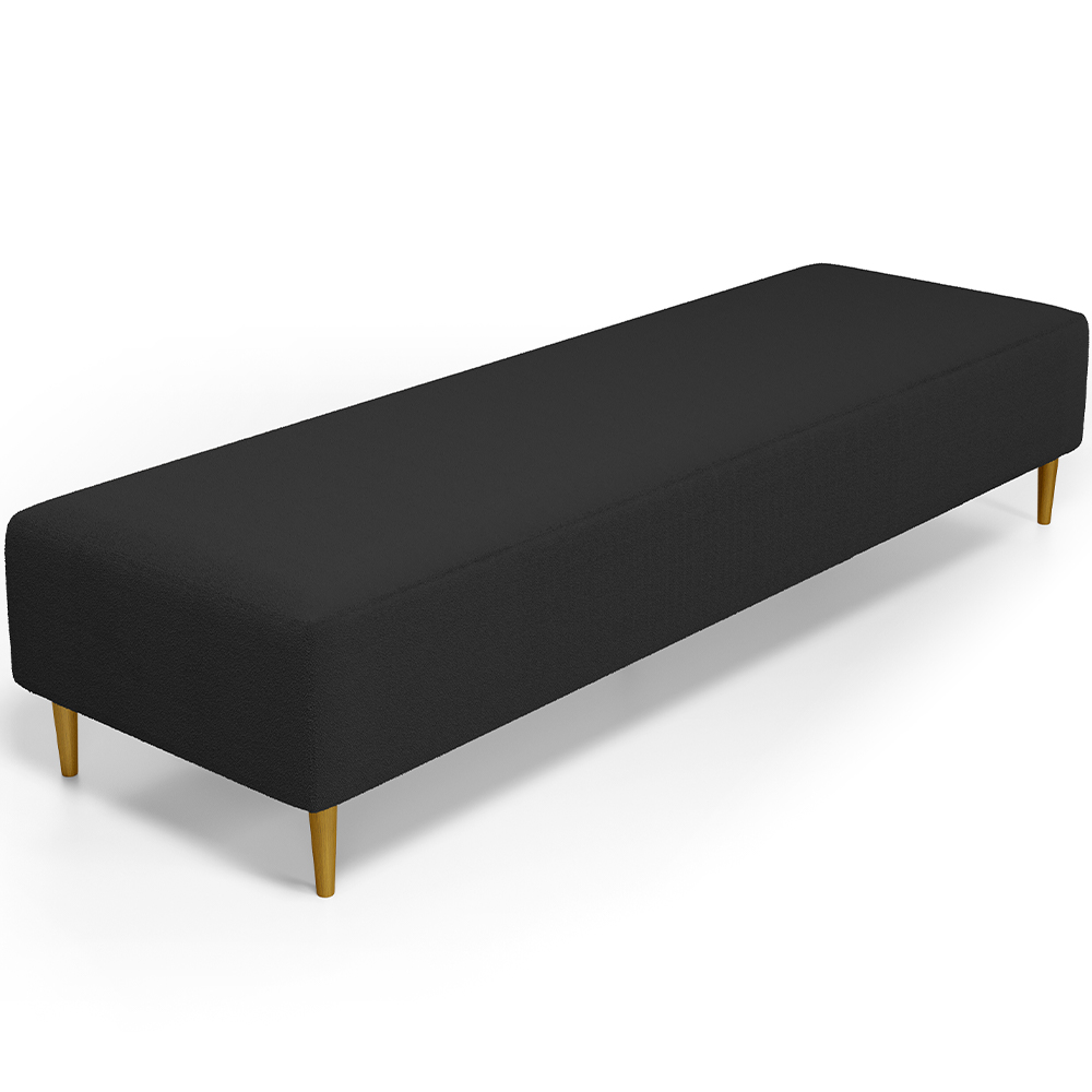 Puff Decorativo Sala de Estar Bali W01 Pés Palito 170x60cm Bouclê Preto - Lyam Decor
