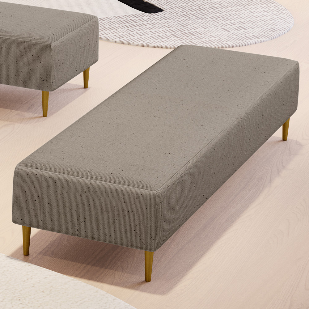 Puff Decorativo Sala de Estar Bali W01 Pés Palito 170x60cm Linho Bege - Lyam Decor