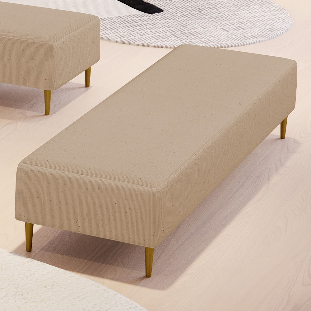 Puff Decorativo Sala de Estar Bali W01 Pés Palito 170x60cm Linho Bege Escuro - Lyam Decor