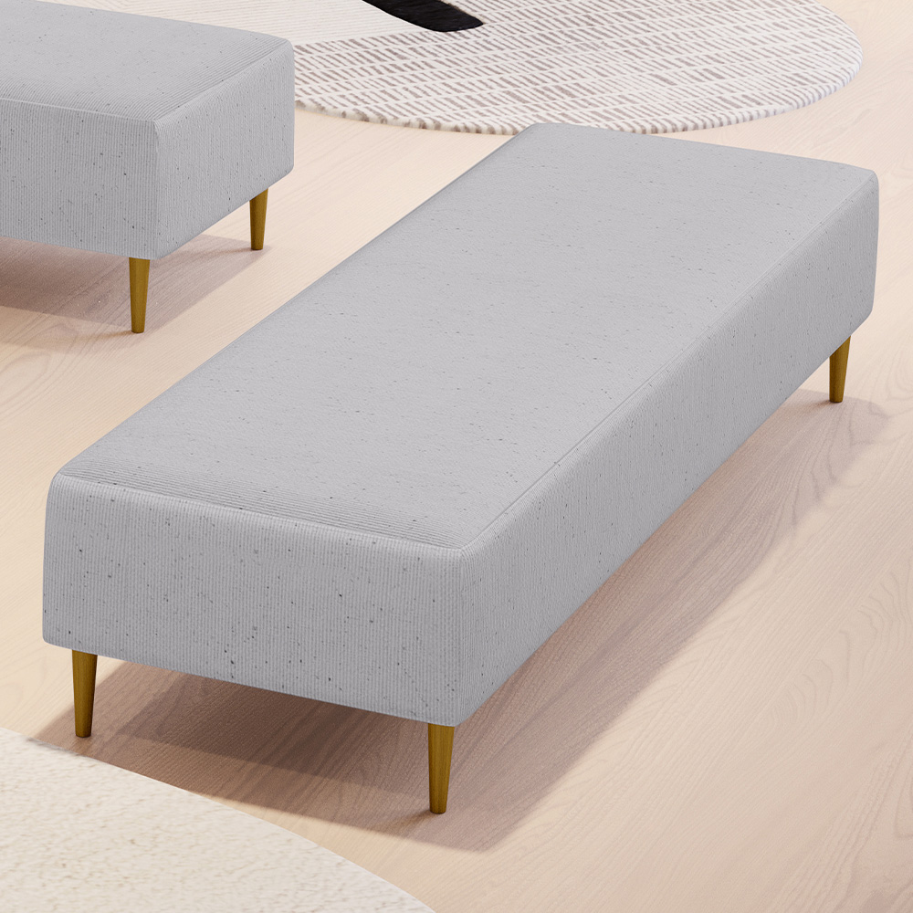 Puff Decorativo Sala de Estar Bali W01 Pés Palito 170x60cm Linho Cinza - Lyam Decor