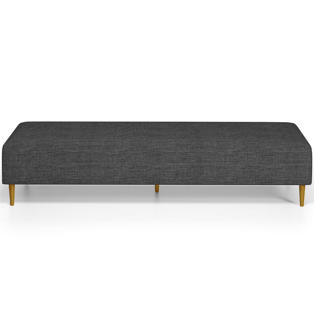 Puff Decorativo Sala de Estar Bali W01 Pés Palito 170x60cm Linho Cinza Escuro - Lyam Decor