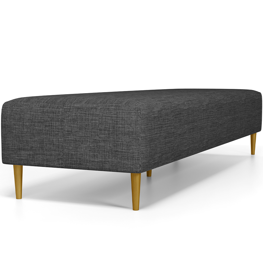 Puff Decorativo Sala de Estar Bali W01 Pés Palito 170x60cm Linho Cinza Escuro - Lyam Decor