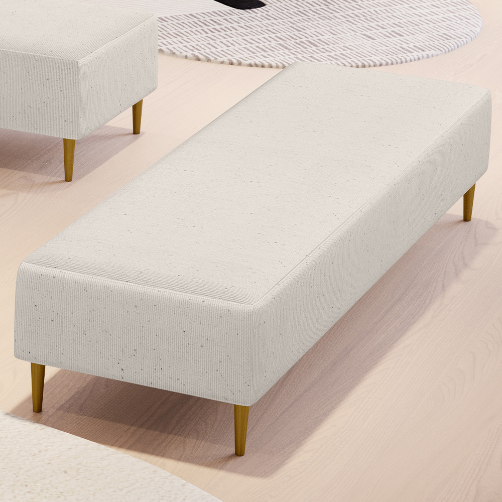 Puff Decorativo Sala de Estar Bali W01 Pés Palito 170x60cm Linho Cru - Lyam Decor