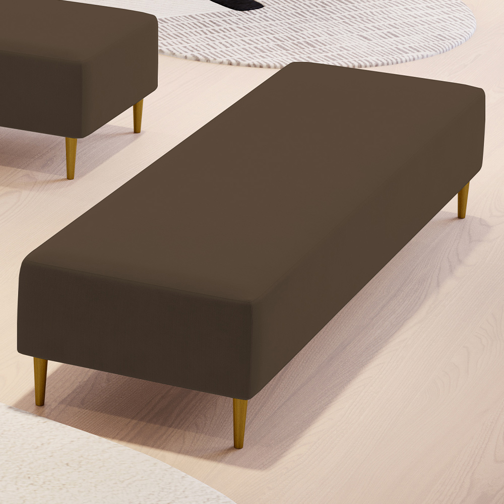 Puff Decorativo Sala de Estar Bali W01 Pés Palito 170x60cm Suede Marrom - Lyam Decor