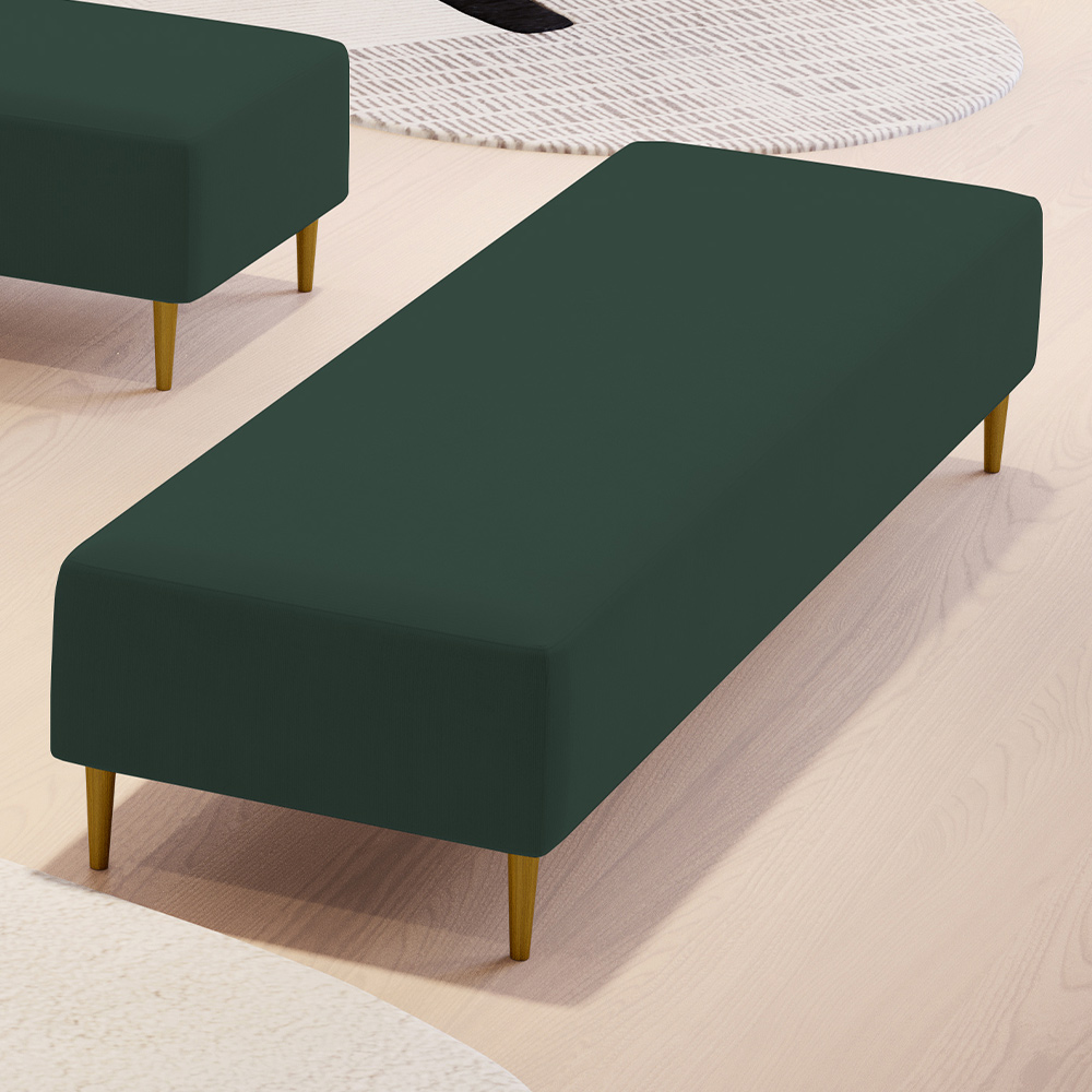 Puff Decorativo Sala de Estar Bali W01 Pés Palito 170x60cm Suede Verde Musgo - Lyam Decor