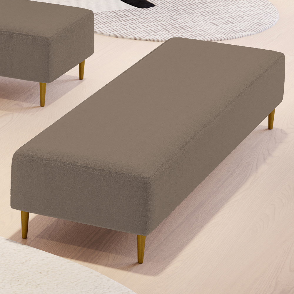 Puff Decorativo Sala de Estar Bali W01 Pés Palito 190x60cm Bouclê Bege - Lyam Decor