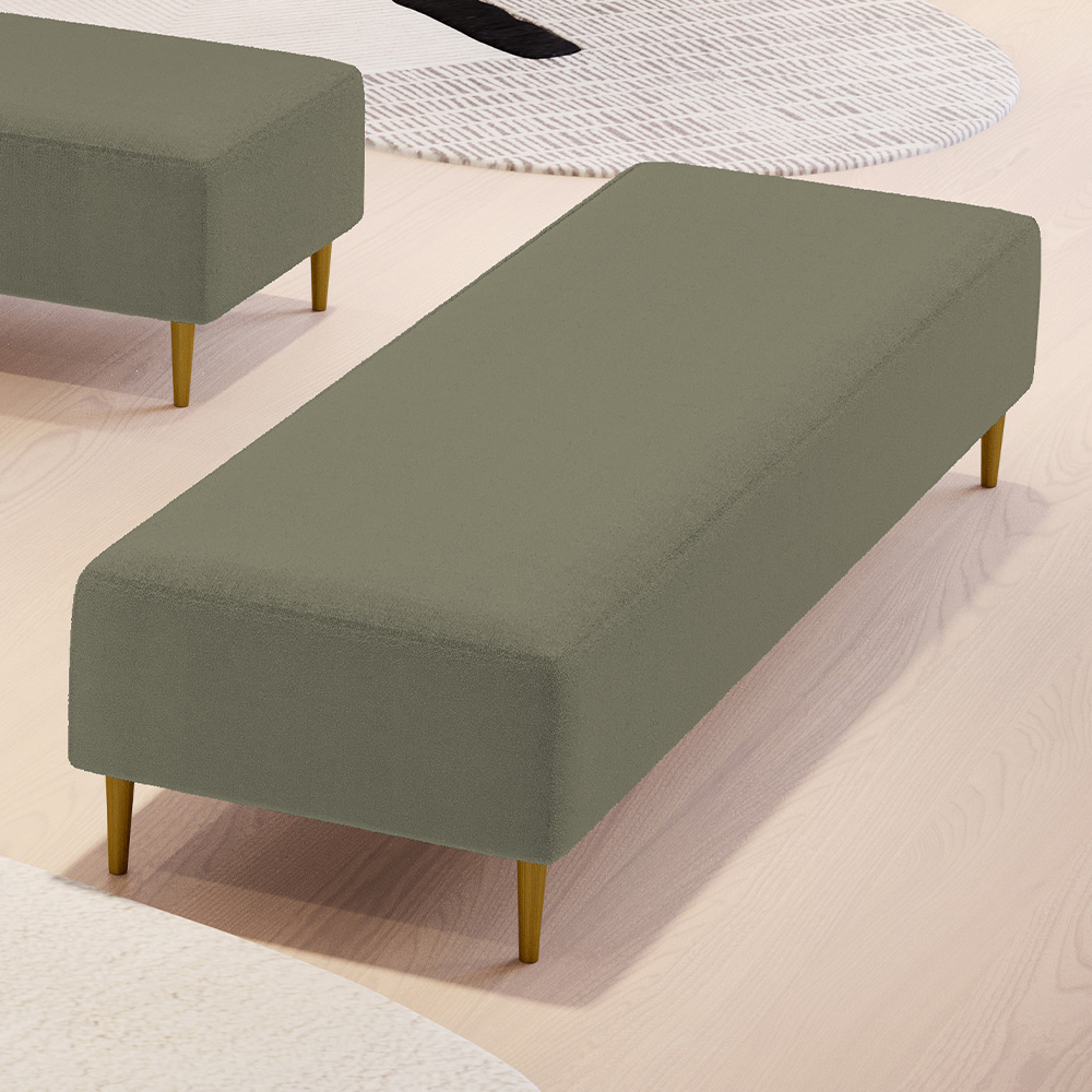 Puff Decorativo Sala de Estar Bali W01 Pés Palito 190x60cm Bouclê Oliva - Lyam Decor