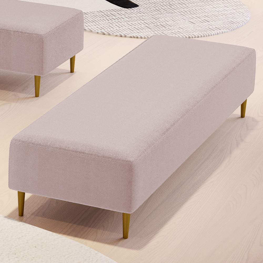 Puff Decorativo Sala de Estar Bali W01 Pés Palito 190x60cm Bouclê Rosê - Lyam Decor