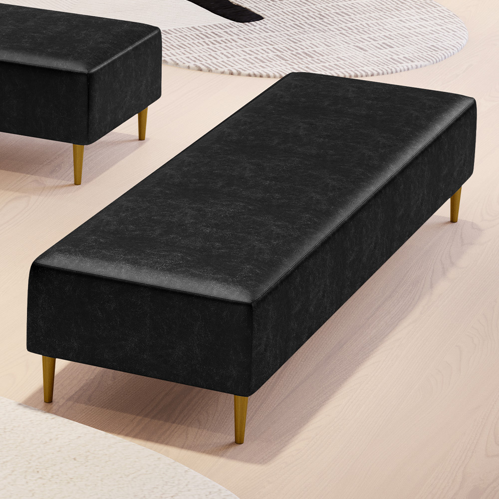 Puff Decorativo Sala de Estar Bali W01 Pés Palito 210x60cm Couríssimo Preto - Lyam Decor