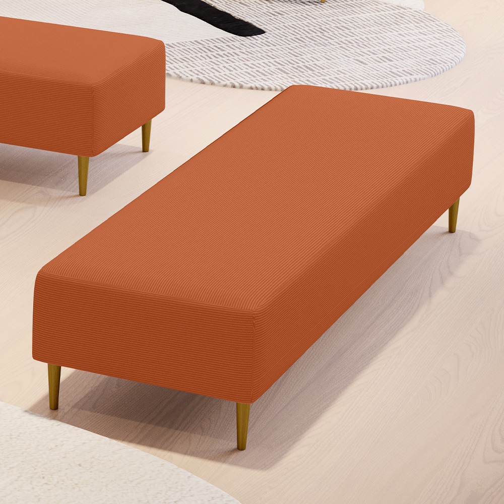 Puff Decorativo Sala de Estar Bali W01 Pés Palito 210x60cm Tecido Terracota - Lyam Decor