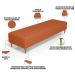 Puff Decorativo Sala de Estar Bali W01 Pés Palito 210x60cm Tecido Terracota - Lyam Decor