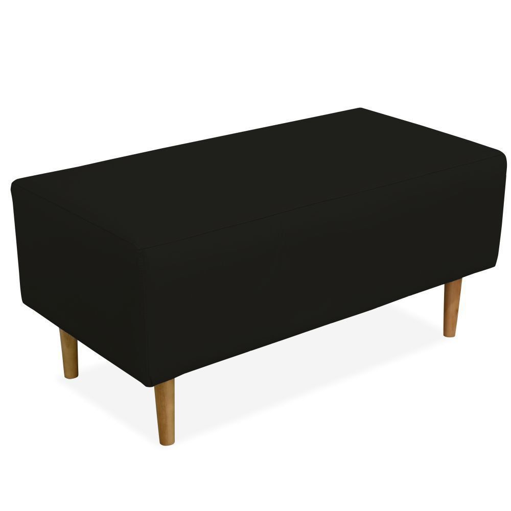 Puff Decorativo Sala de Estar Cléo W01 Pés Palito 90 cm Corino Preto - Lyam Decor