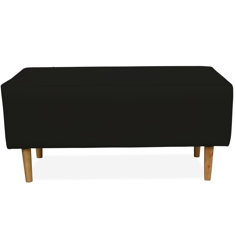 Puff Decorativo Sala de Estar Cléo W01 Pés Palito 90 cm Corino Preto - Lyam Decor