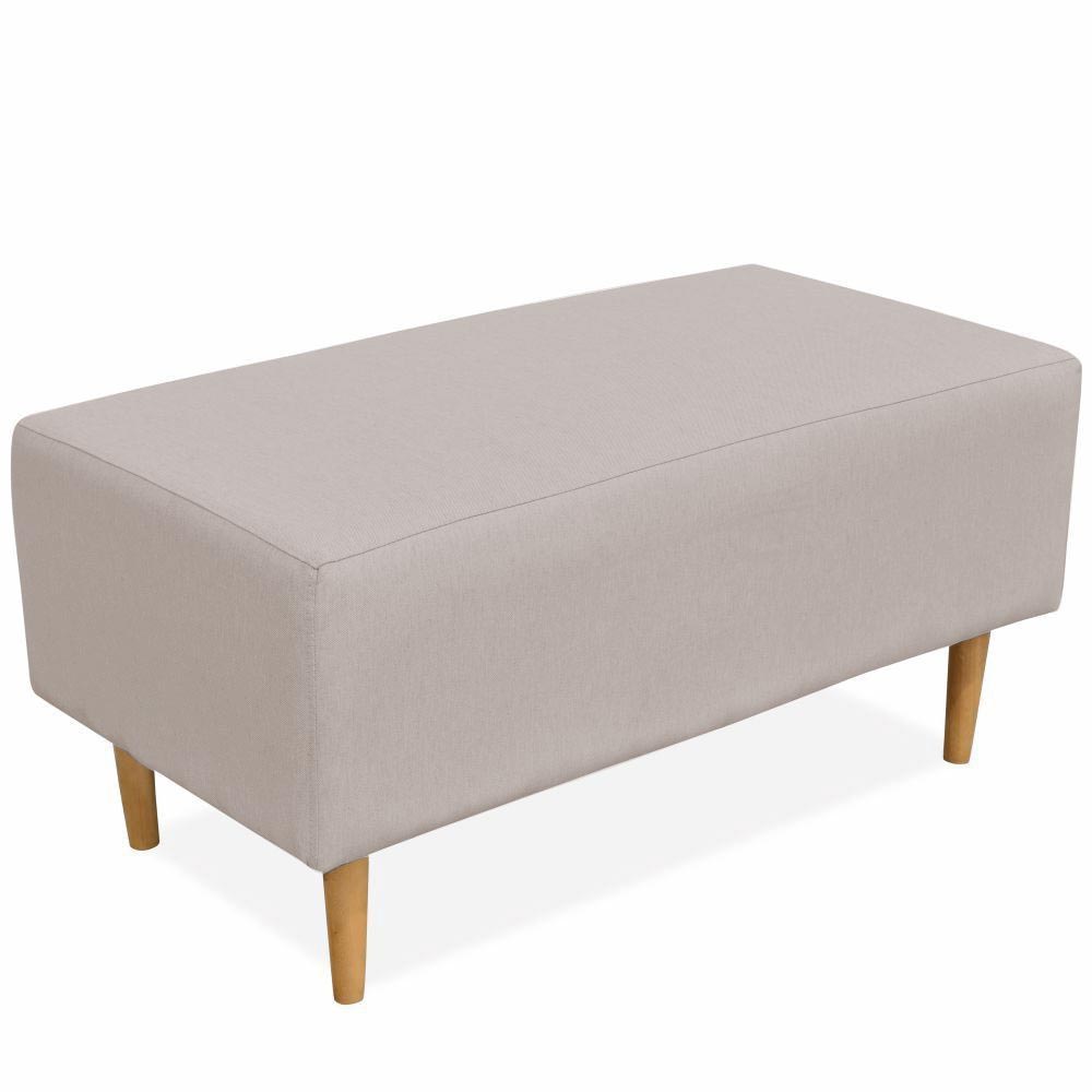 Puff Decorativo Sala de Estar Cléo W01 Pés Palito 90 cm Linho Bege - Lyam Decor