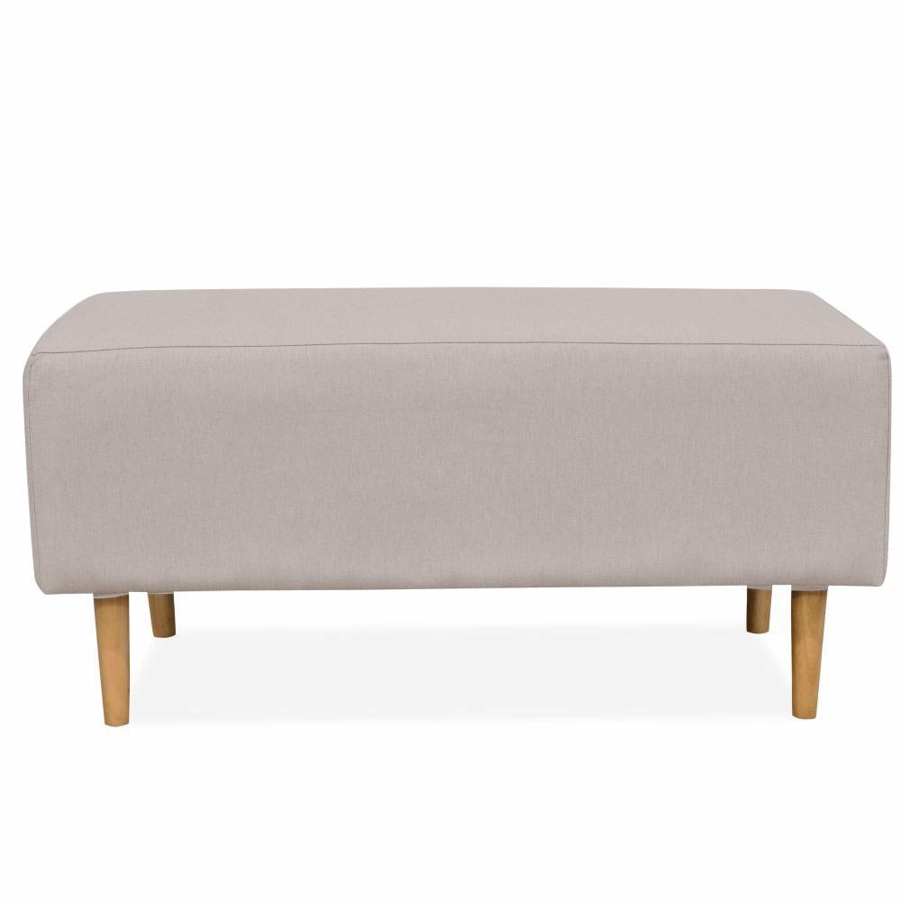 Puff Decorativo Sala de Estar Cléo W01 Pés Palito 90 cm Linho Bege - Lyam Decor