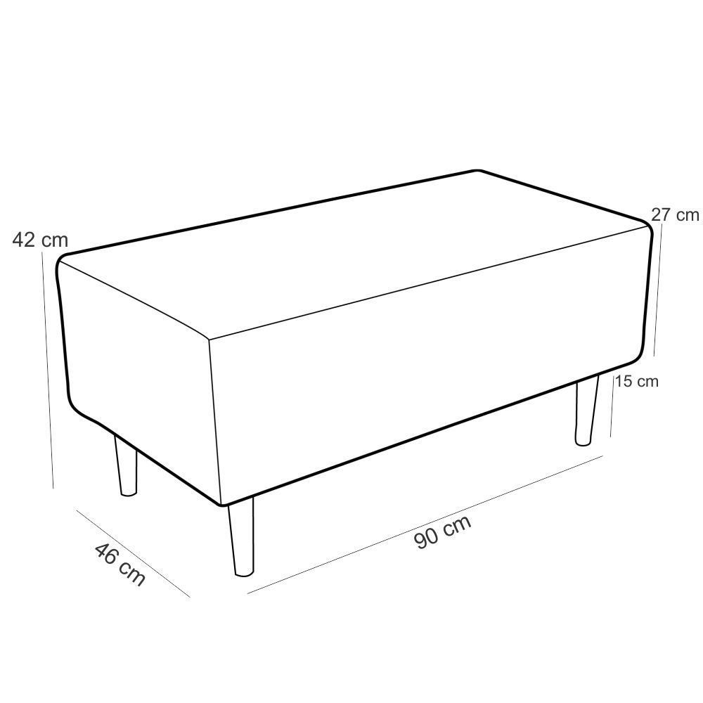 Puff Decorativo Sala de Estar Cléo W01 Pés Palito 90 cm Linho Bege - Lyam Decor