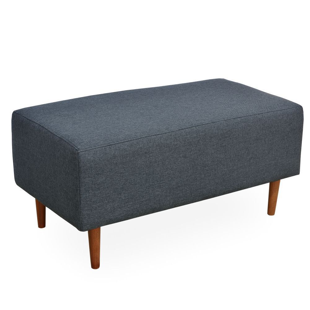 Puff Decorativo Sala de Estar Cléo W01 Pés Palito 90 cm Linho Chumbo - Lyam Decor