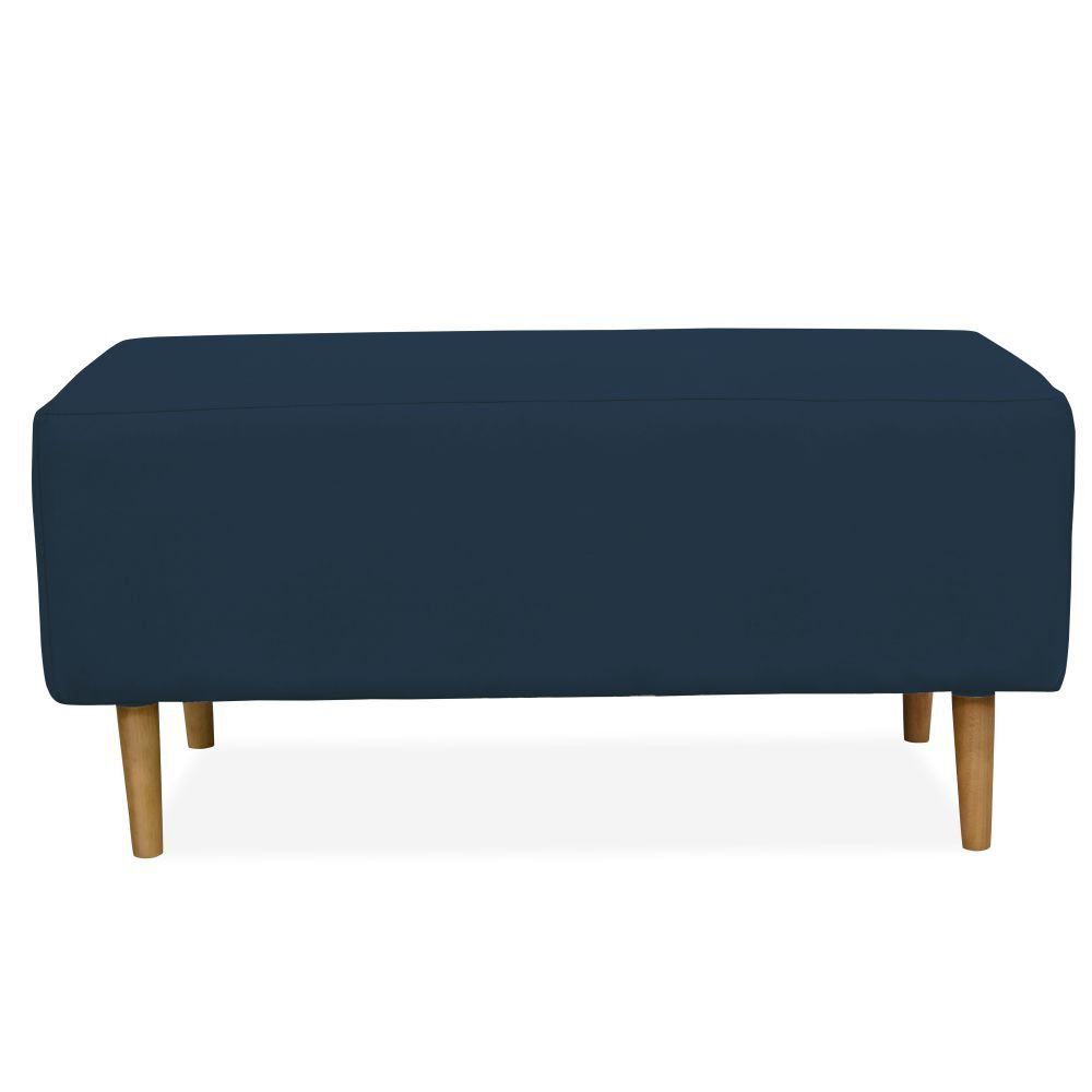Puff Decorativo Sala de Estar Cléo W01 Pés Palito 90 cm Suede Azul Marinho - Lyam Decor