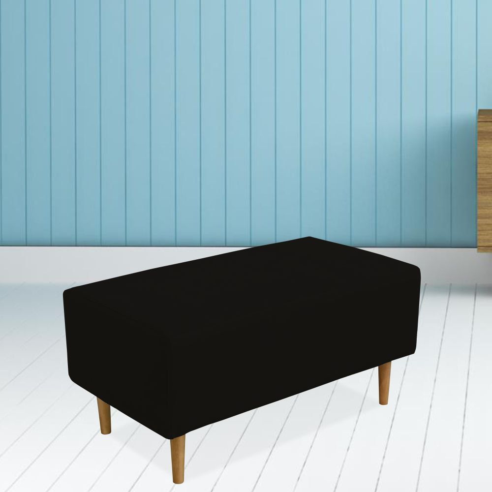Puff Decorativo Sala de Estar Cléo W01 Pés Palito 90 cm Suede Preto - Lyam Decor
