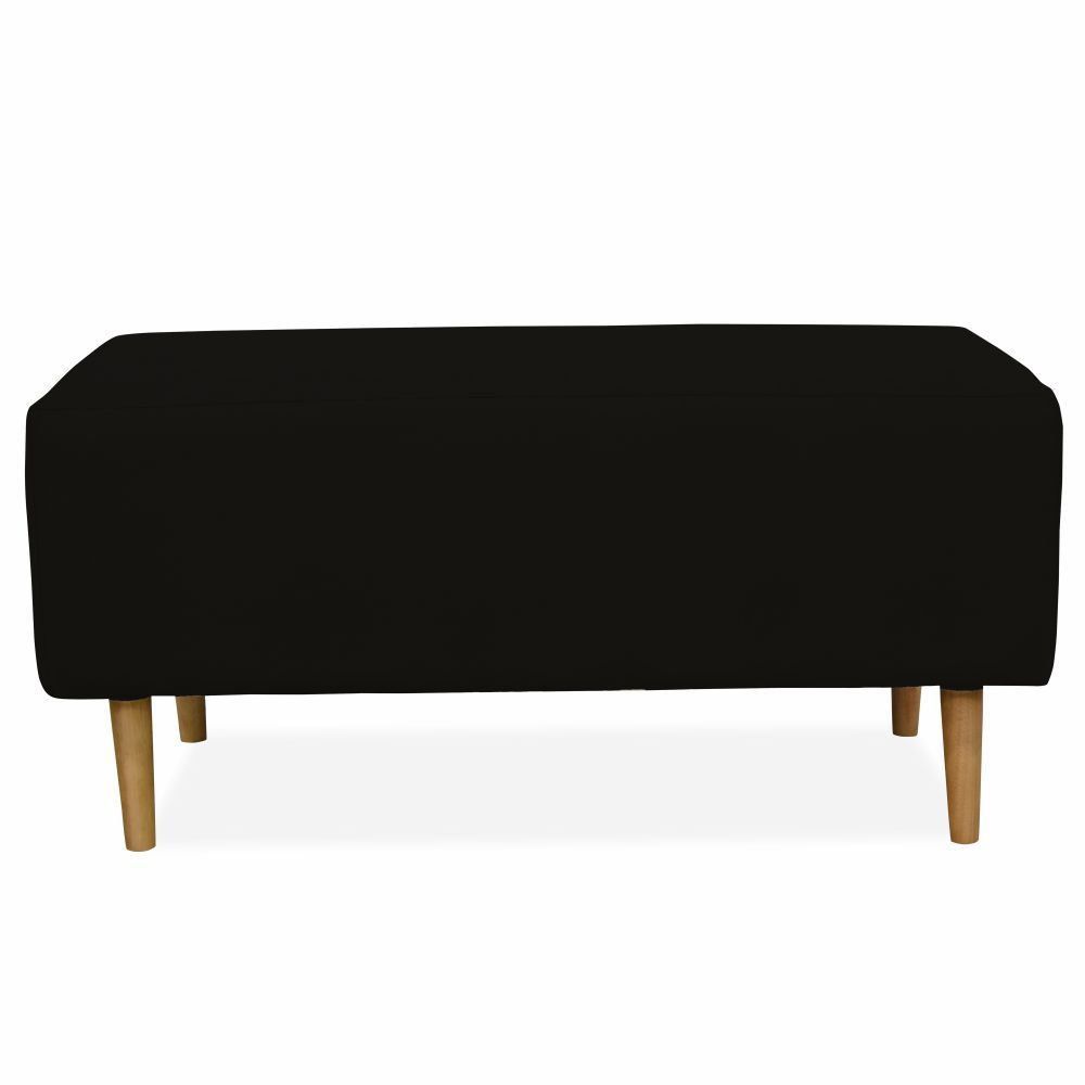 Puff Decorativo Sala de Estar Cléo W01 Pés Palito 90 cm Suede Preto - Lyam Decor