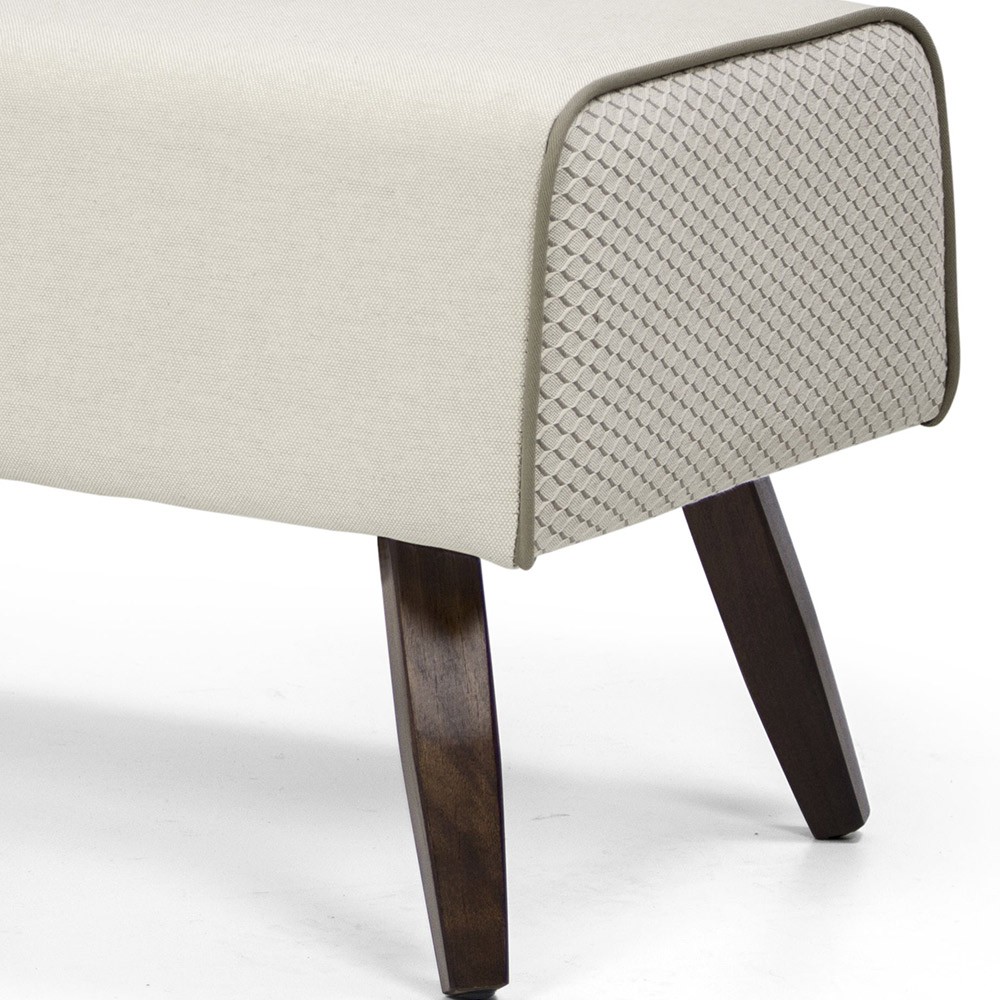 Puff Decorativo com Pés de Madeira Viseo D02 60 cm Linho Bege B-172 - Lyam Decor