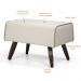 Puff Decorativo com Pés de Madeira Viseo D02 60 cm Linho Bege B-172 - Lyam Decor