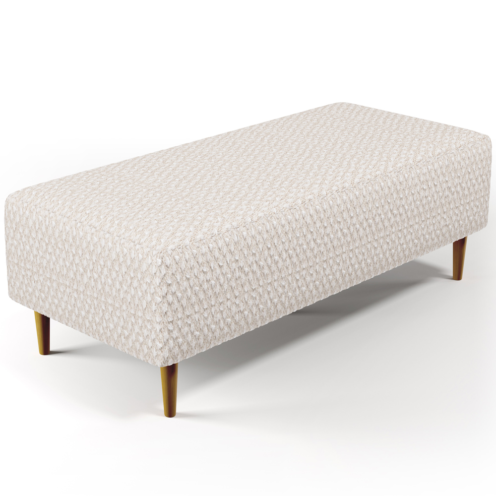 Puff Decorativos Sala de Estar Bali W01 Pés Palito 120x50cm Bouclê Cru - Lyam Decor