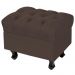 Puff París Luis Xv L02 Capitone Suede Marrom Pés Madeira - Lyam Decor