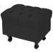 Puff París Luis Xv L02 Capitone Suede Preto Pés Madeira - Lyam Decor
