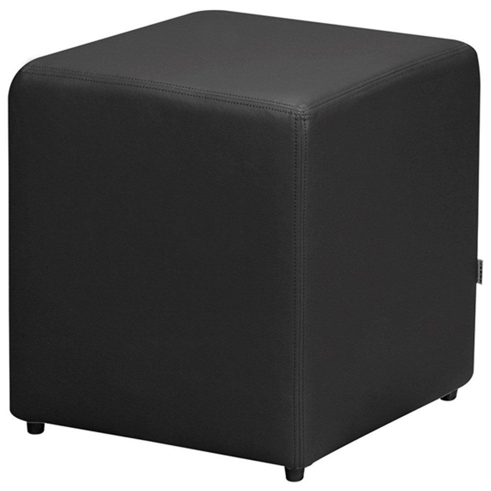 Puff Quadrado Decorativo L02 Corino Preto - Lyam Decor