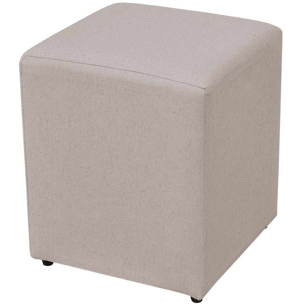 Puff Quadrado Decorativo L02 Sala de Estar Linho Bege - Lyam Decor