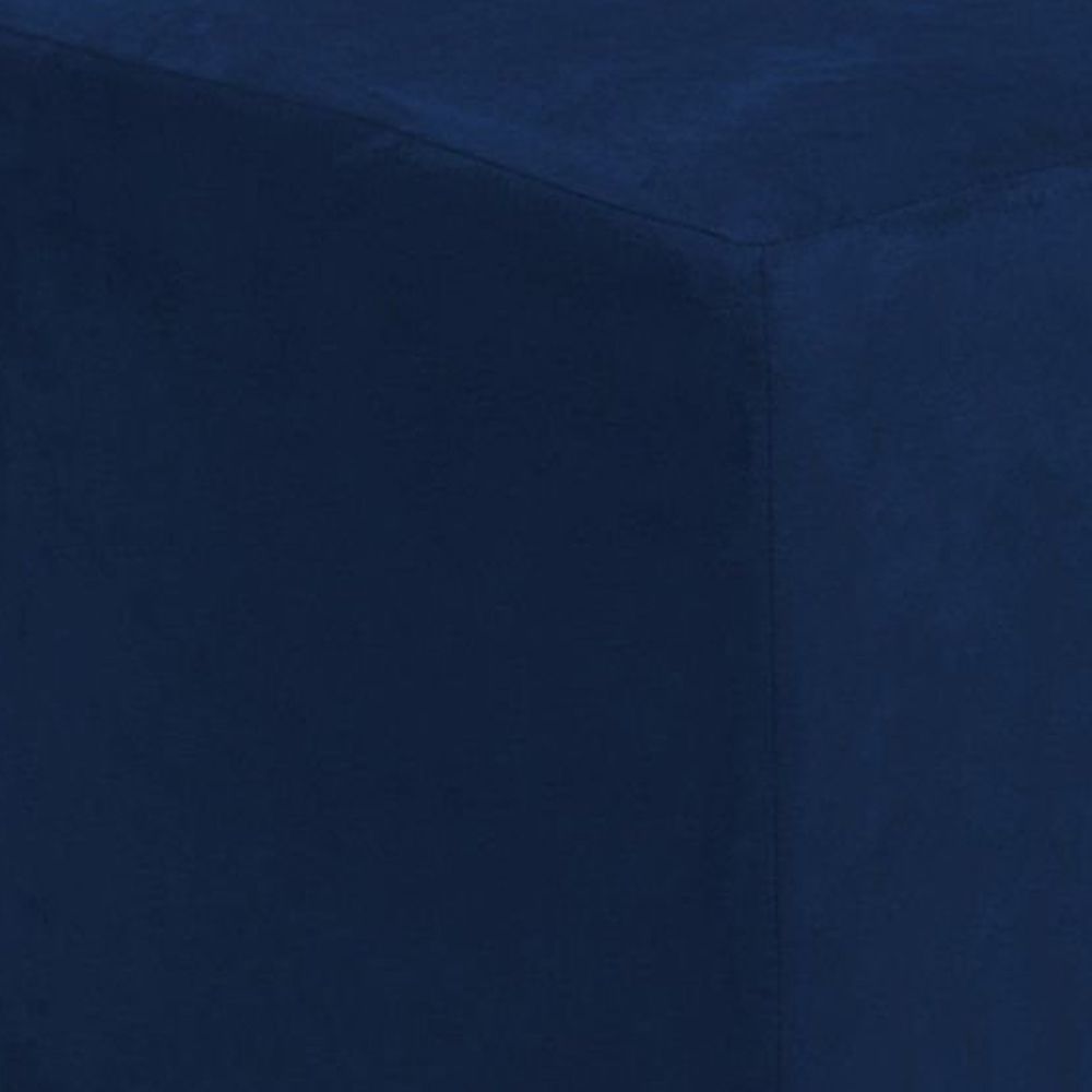 Puff Quadrado Decorativo L02 Suede Azul Marinho - Lyam Decor