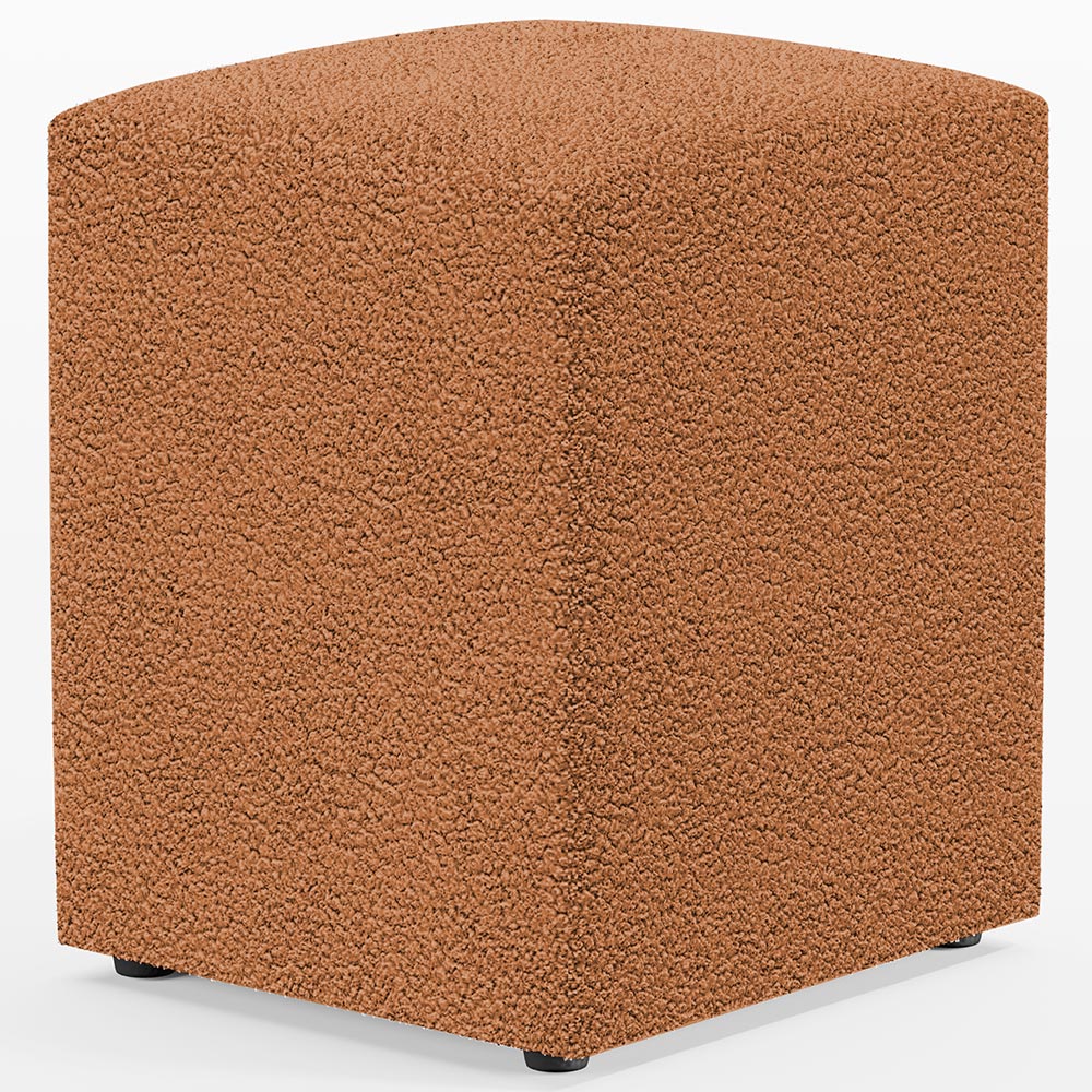 Puff Quadrado Decorativo Sala De Estar L02 Bouclê Terracota - Lyam Decor