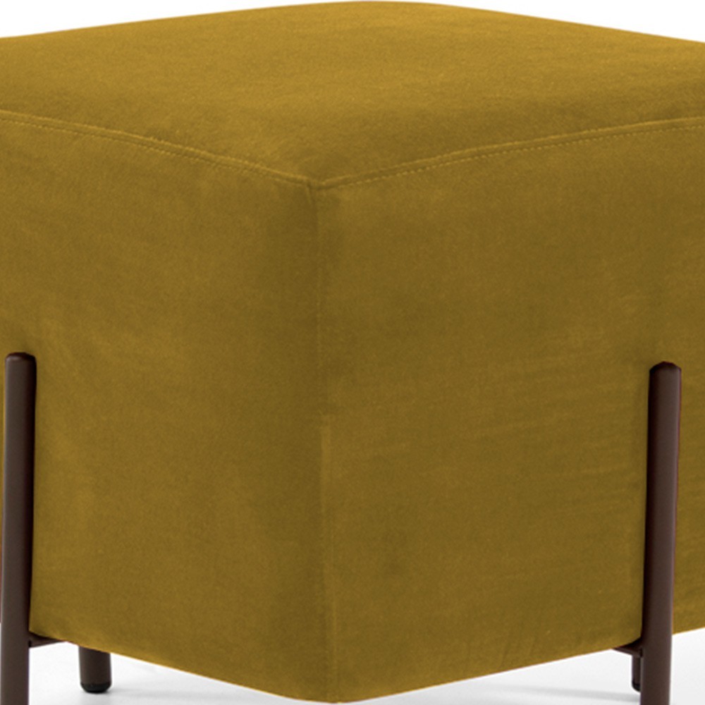 Puff Quadrado Decorativo Status 45x45 D02 Pés de Aço Veludo Mostarda C-279 - Lyam Decor