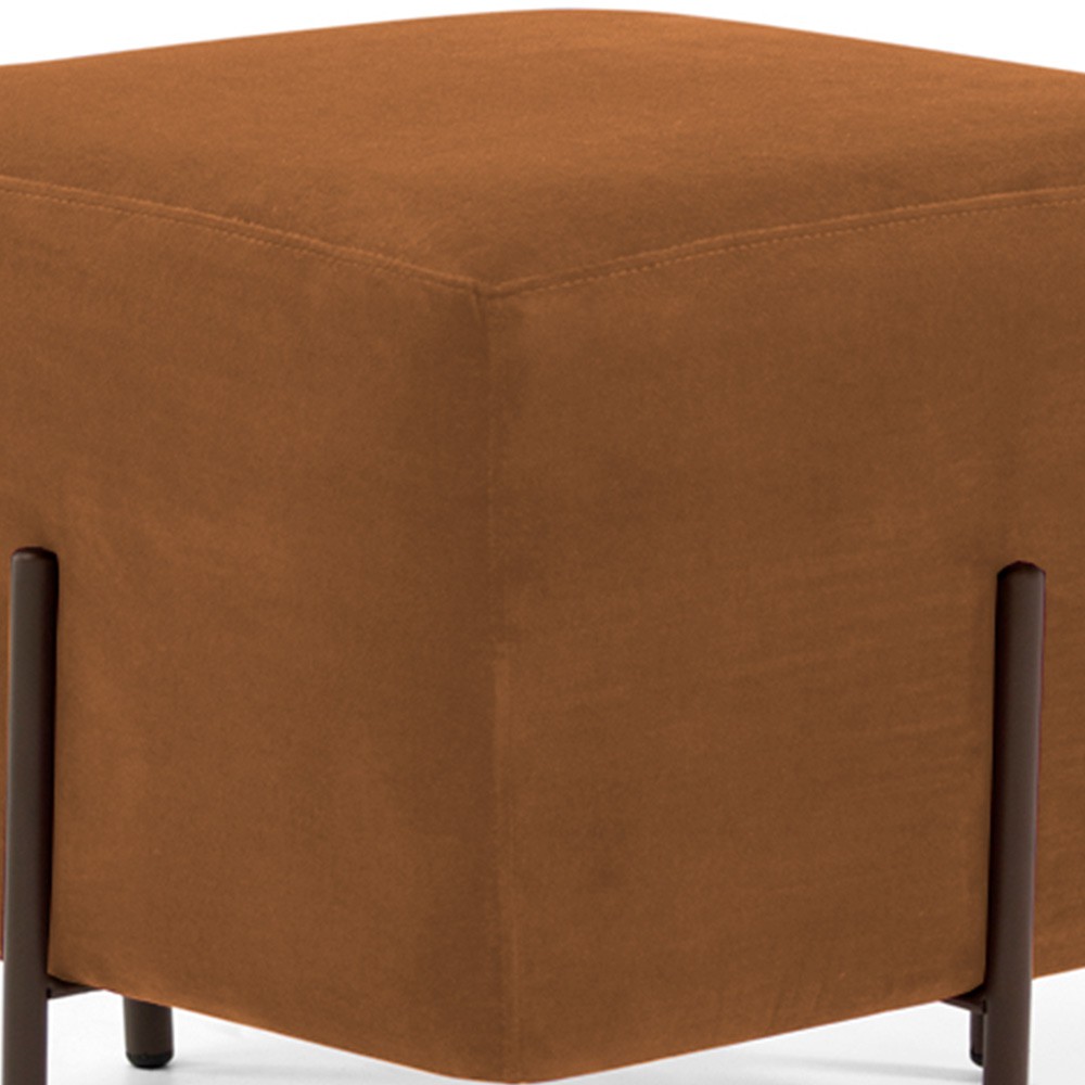 Puff Quadrado Decorativo Status 45x45 D02 Pés de Aço Veludo Telha C-262 - Lyam Decor