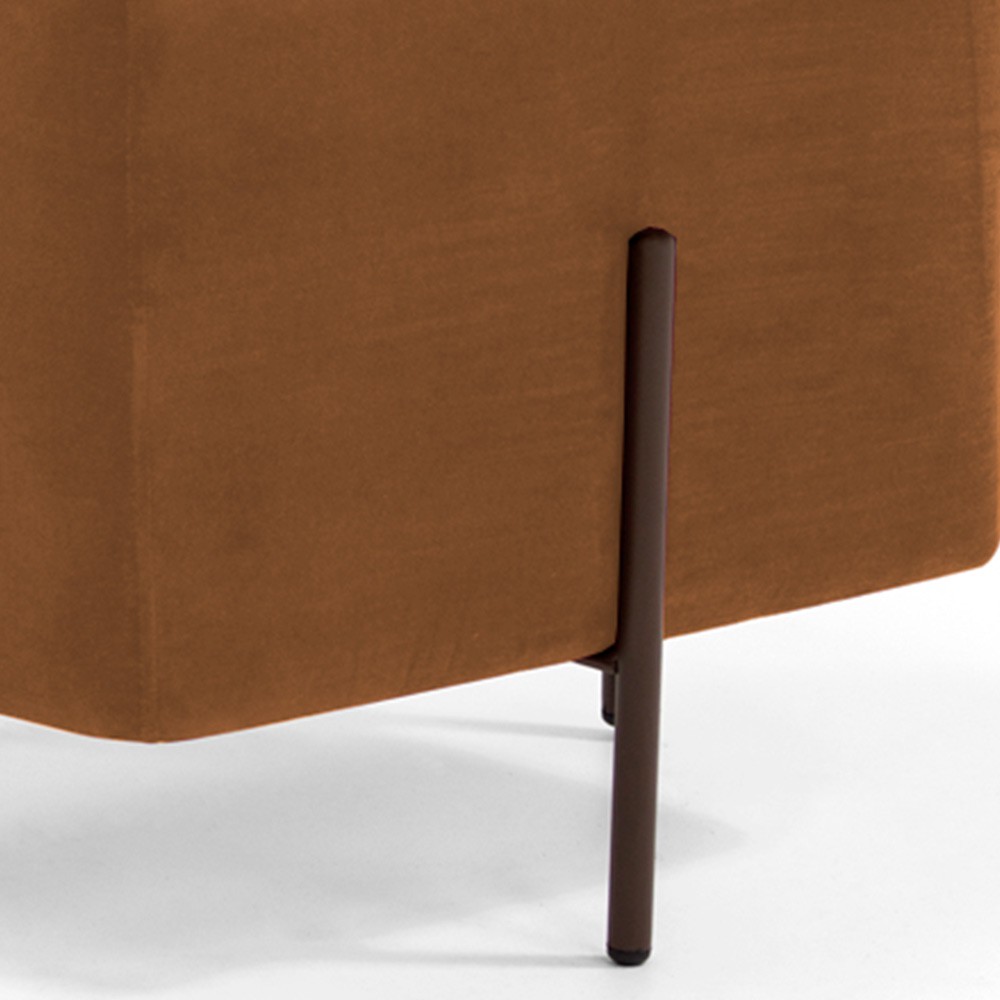 Puff Quadrado Decorativo Status 45x45 D02 Pés de Aço Veludo Telha C-262 - Lyam Decor