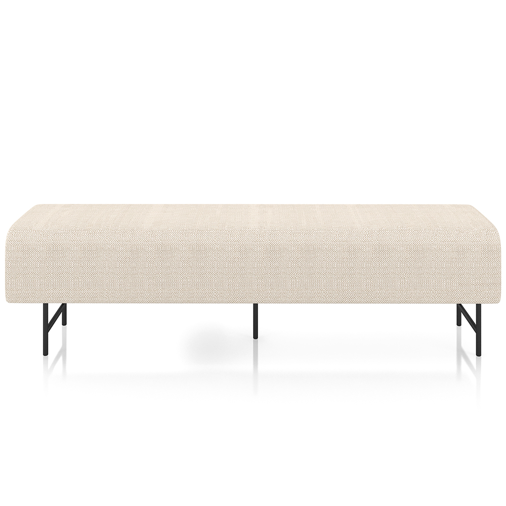 Puff Recamier Decorativo com Pés Industrial 140cm Novara P05 Linho Creme - Lyam Decor
