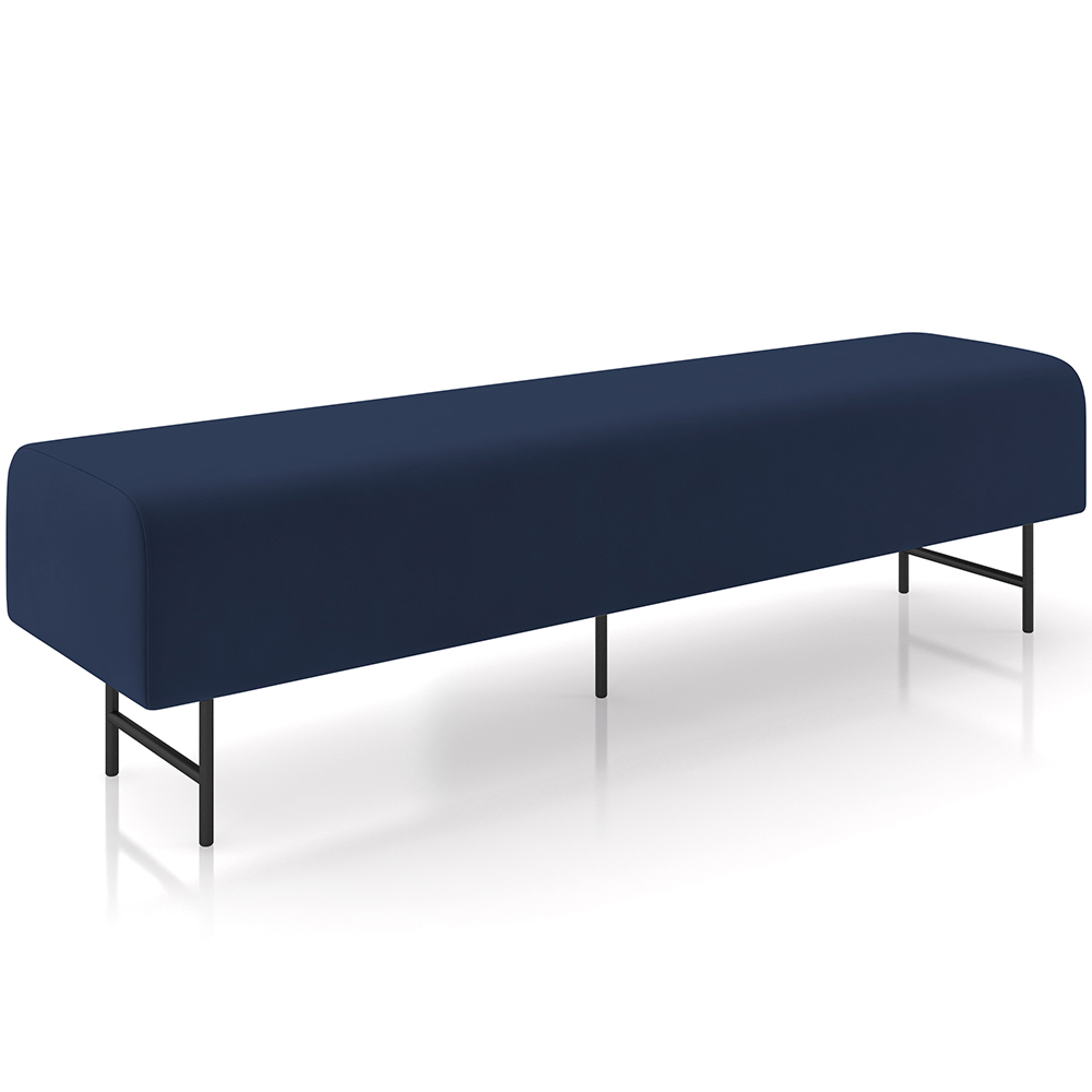 Puff Recamier Decorativo com Pés Industrial 140cm Novara P05 Veludo Azul Marinho - Lyam Decor