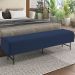 Puff Recamier Decorativo com Pés Industrial 140cm Novara P05 Veludo Azul Marinho - Lyam Decor